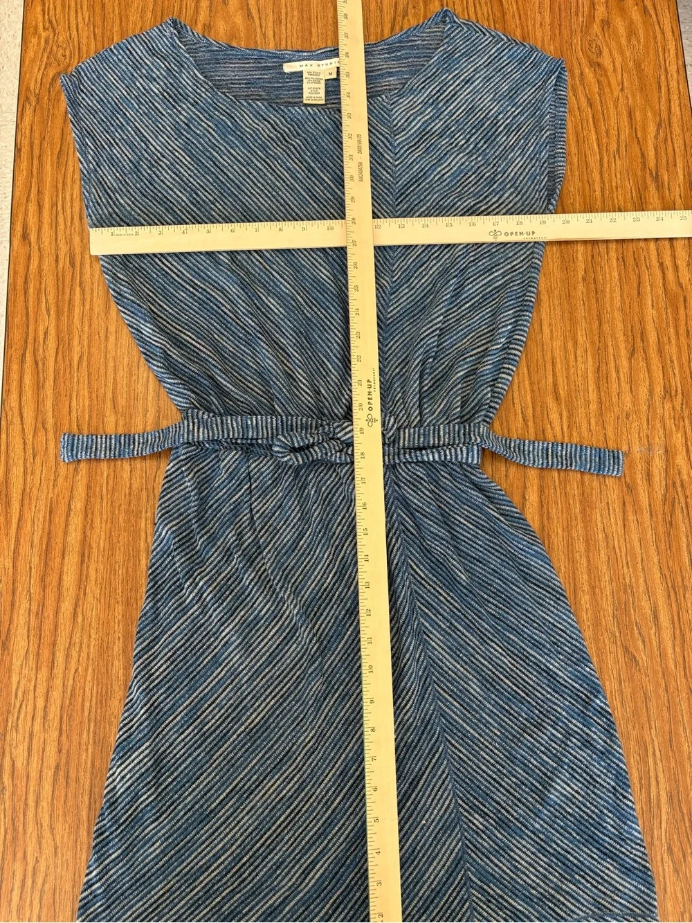 Max Studio Blue and White Striped Knit Dress